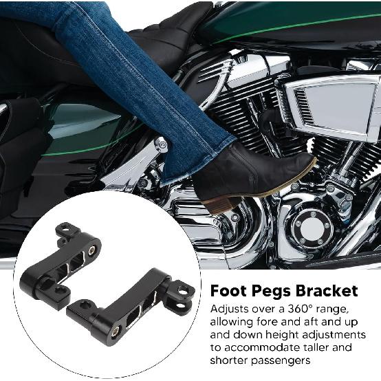 Generic Motorcycle Foot Pegs Bracket, Adjustable Highway Foot Pegs Extension Brackets, Passenger Highway FootPegs Male Mount Foot Peg Clamp Support