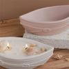 AEE4-Candle Vessel Silicone Mold Oval Bowl Candle Boat Jar Molds Rope Pattern Epoxy Resin Storage Tray Plaster Mould