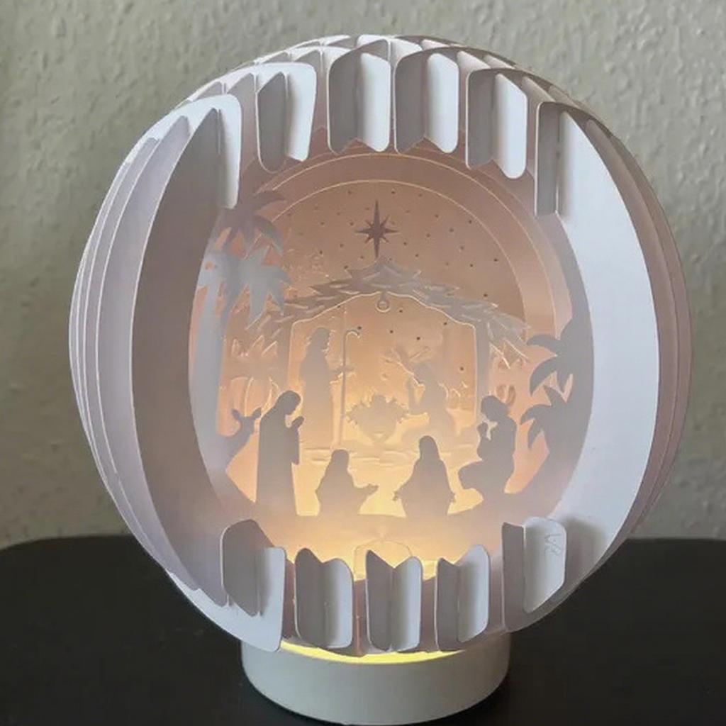 Light Up Nativity Scene Paper Christmas Jesus Decorations with LED Light Religious Christian Gifts Tabletop Ornament