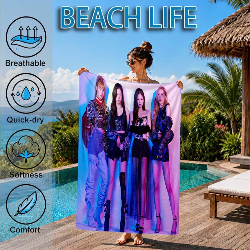 kpop Bp Beach Towel, Microfiber Beach Towel, Perfect For Pool, Beach, Travel, Home Decor Beach Party Fan gifts