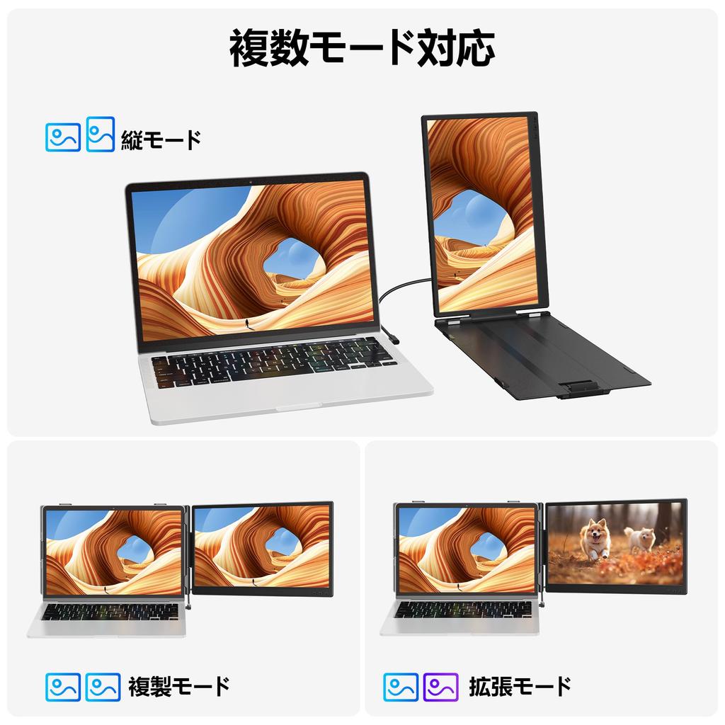 Laptomo Dual Portable IPS FHD 1080P Dual Lightweight and Compatible with inch Compatible with and Linux 14-inch Monitor, Panel, Display, 13-17