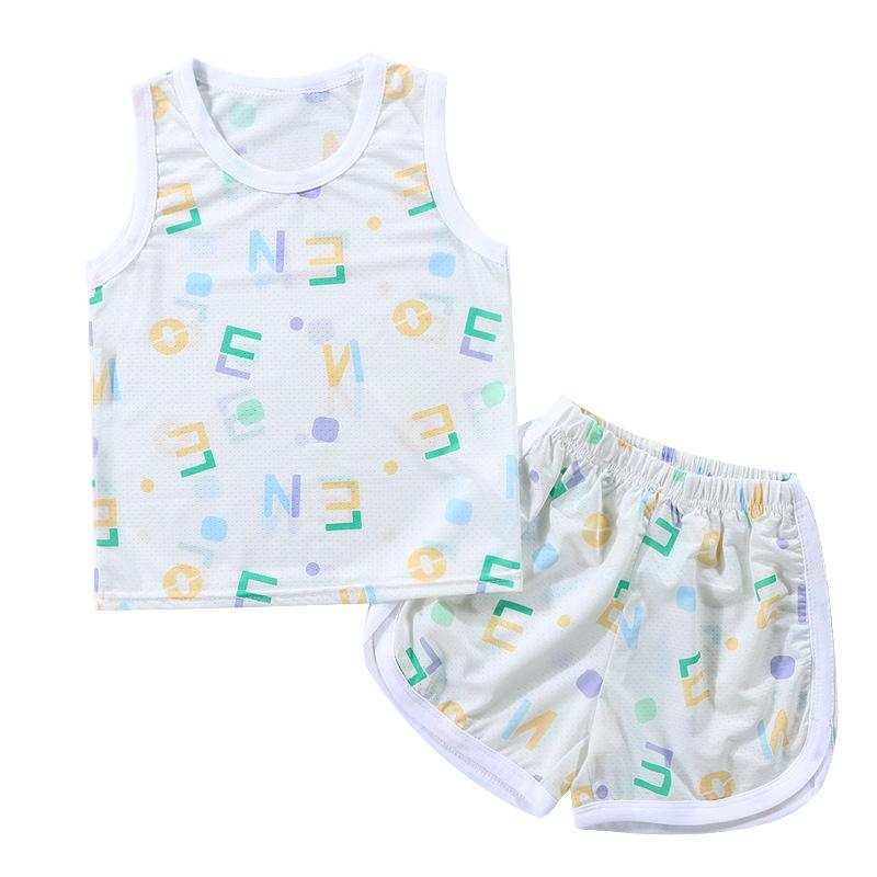 Children's Clothing Print Sleeveless Tops Shorts Cute Breathable Kids Summer Vest Shorts Set Tank Top For Baby Clothing Children