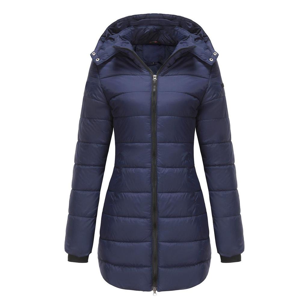 2023 Water-Repellent Cotton Parka with Detachable Hood and Long Sleeves - Warm Autumn/Winter Jacket for Women