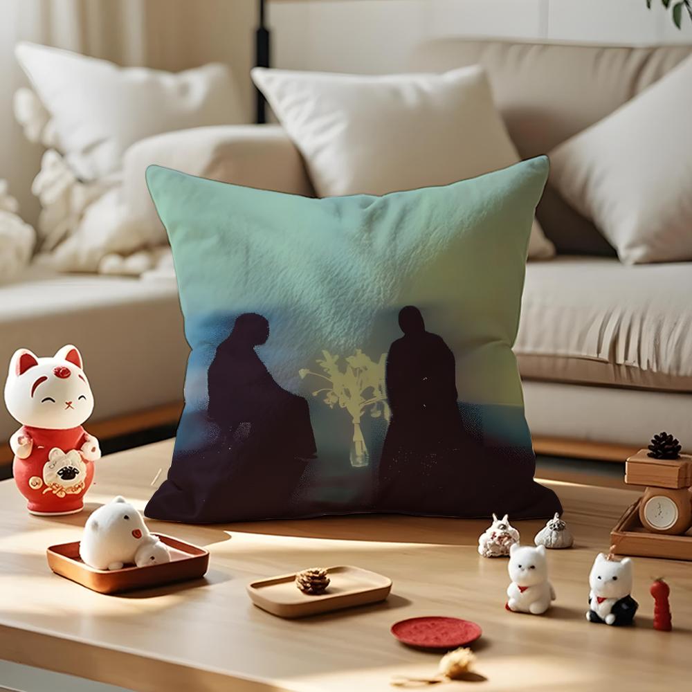 Emotional Illustration Cushion Cover Antidustmite Pillowcase Invisible Zipper Silky Short Plush Sofa Cushion Cover