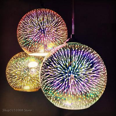 Moderne 3D Bunte Pendelleuchten Kreativität Glaslampe Feuerwerk Design Pendelleuchte Loft Bar Esszimmerlampe Kugel Hängelampe