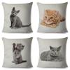 Cute Cat Pillowcase Decor Lovely Pet Animal Print Cojines Cushion Cover Polyester Pillow Case for Home Sofa Children Room 45x45