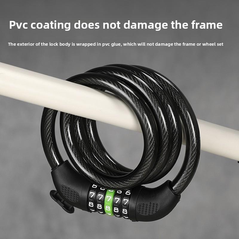 Bicycle Lock With Password Code Secure Steel Cable For Mountain Bike And City Commute