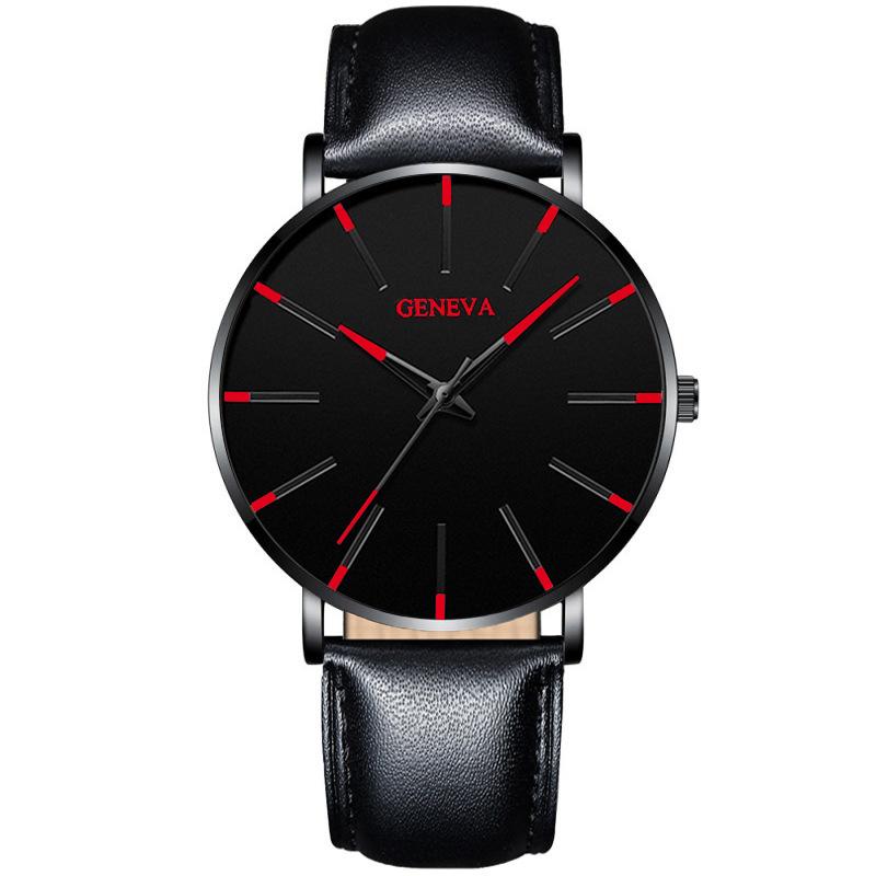 Geneva Fashion Men'S Leather Quartz Watch Casual Business Men'S Watch Slim Watch