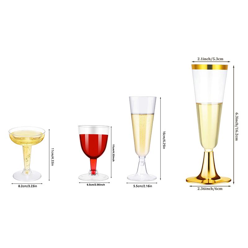 10Pcs  Plastic Champagne Flutes Disposable Clear Plastic Champagne Glasses For Parties Glitter Clear Plastic Cup Red Wine