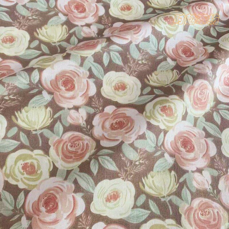 160cm*50cm cotton coffee rose cotton twill baby quilt cover DIY handmade clothing bed curtain curtain tablecloth cotton fabric