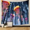 Boho Chic Wall Tapestry With Moon Phase Floral Starry Sky Design Bedroom Yoga Studio Decor