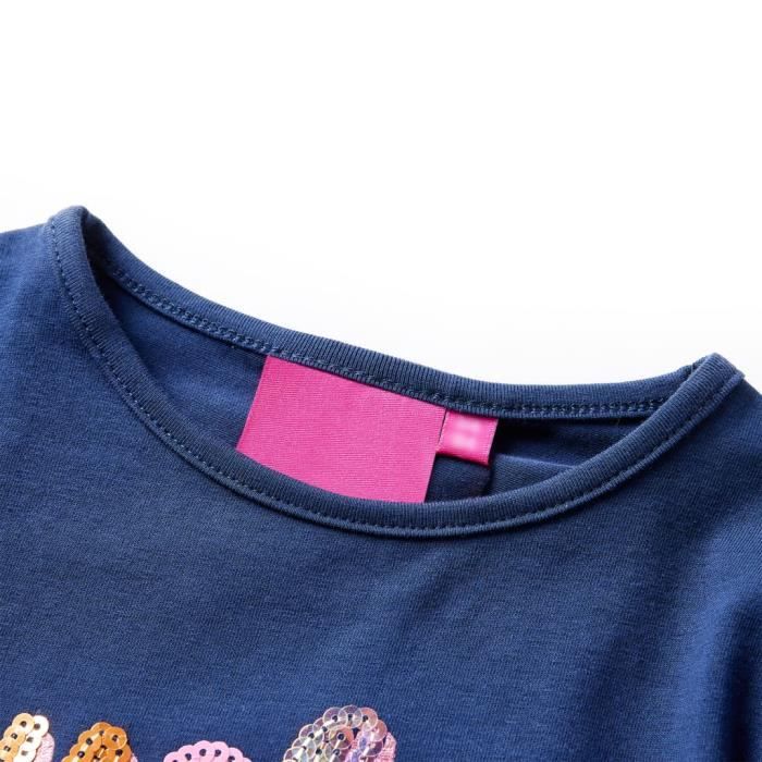 T-shirt enfants à manches longues mot pailleté 2 couleurs et 5 dimensions disponibles