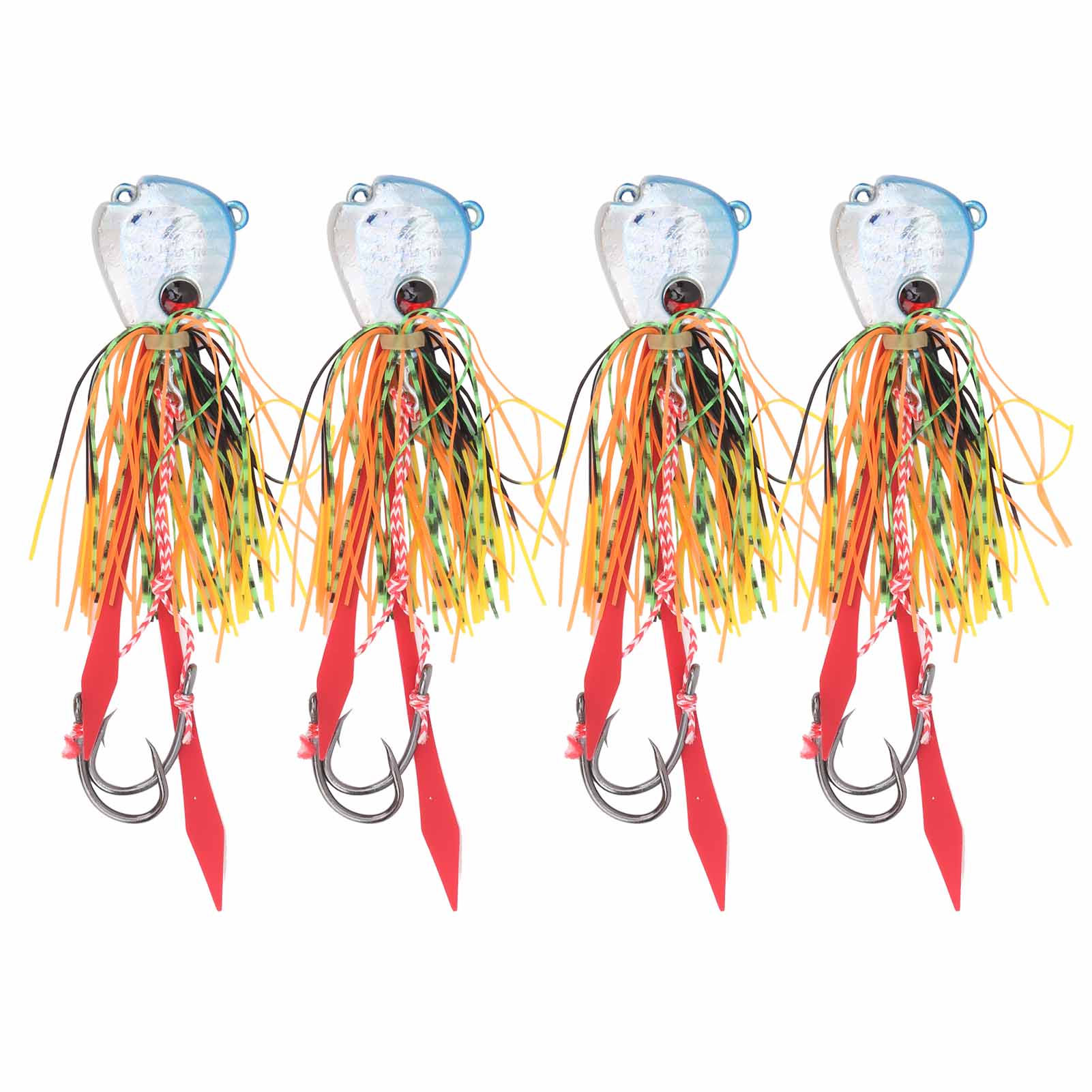

4Pcs 65g Fishing Artificial Baits Silicone Skirts Lures with Hook Fishing Accessory Blue