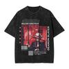 Demon Slayer Anime T Shirt Kibutsuji Muzan Graphic Washed Tee Men Casual Cotton T-shirts Harajuku Manga Vintage Tshirt