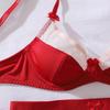 Women's Sexy Lingerie Set Red Shaping Bra Set Lingerie Set With Sheer Stockings & Gloves