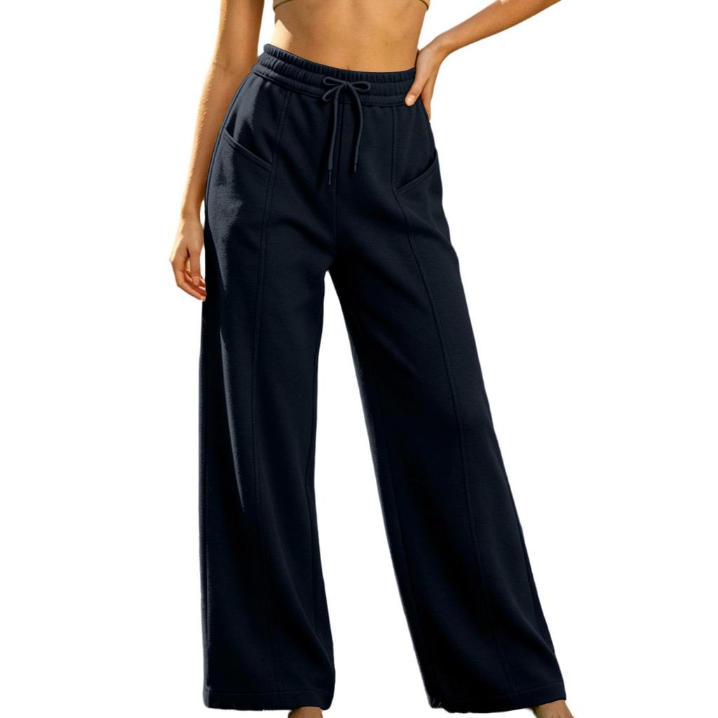 Women's High Waisted Wide Leg Pants with Pockets Casual Color Athletic Joggers
