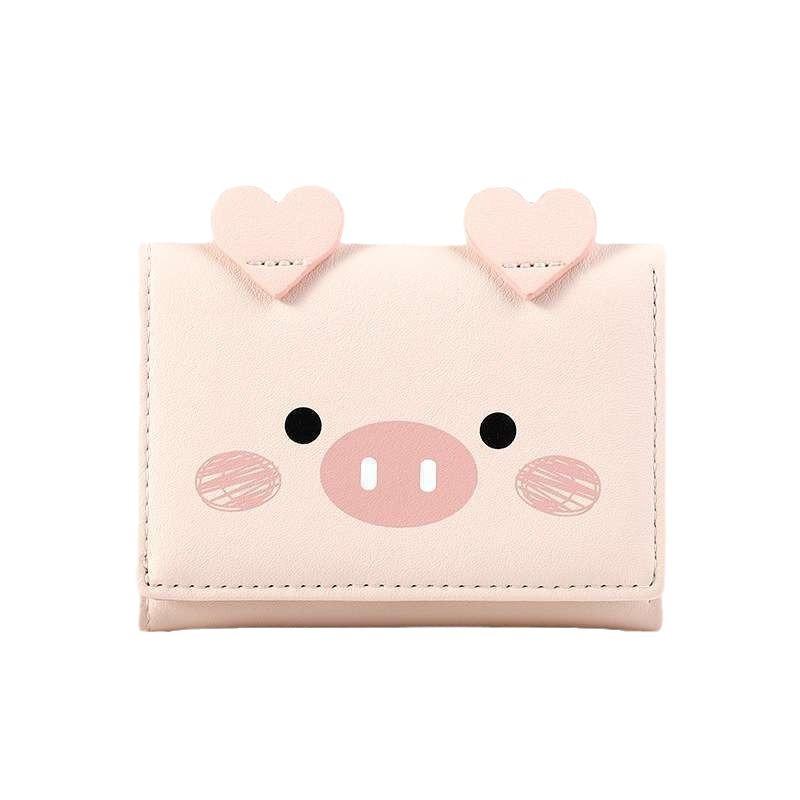 short three-fold wallet for women, cartoon cute student small wallet, multi-card women's wallet.