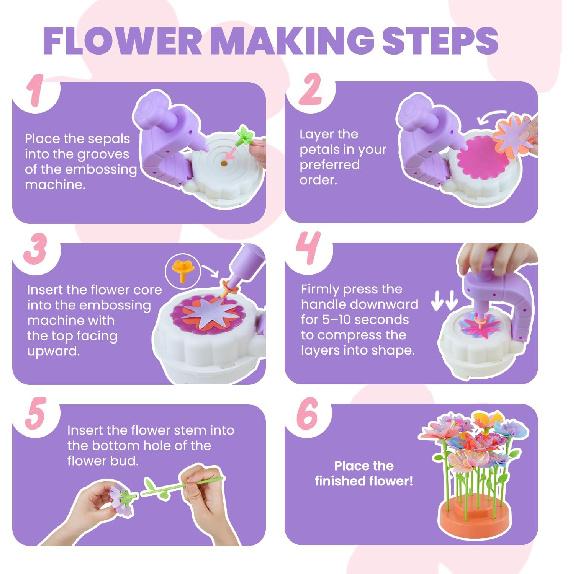Fabric Flower Bouquets Toys, DIY Craft Kits Toys for Kids, Arts & Crafts for Girls 3 4 5 6 7 8 9 10 Years Old Toddler Kids, Educational Activity