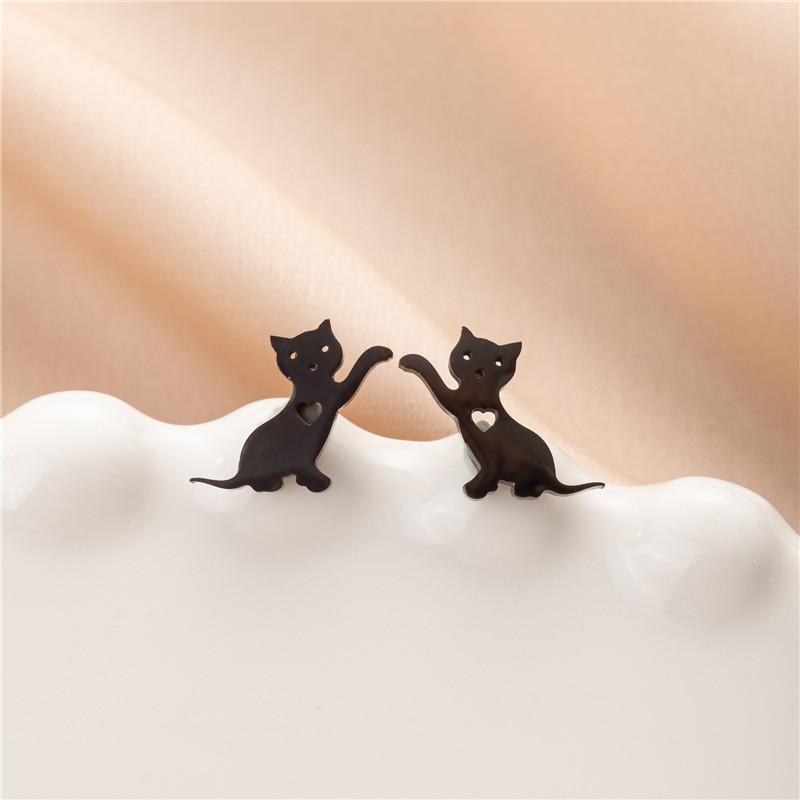 Cute Cat Stainless Steel Stud Earrings for Women Persian Cat Ear Jewelry Girls Student Birthday Earring Gifts Accessories