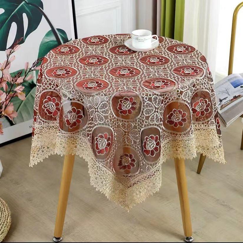 Small Round Table White Lace Tablecloth Coffee Table Bedside Table TV Dust Cover
