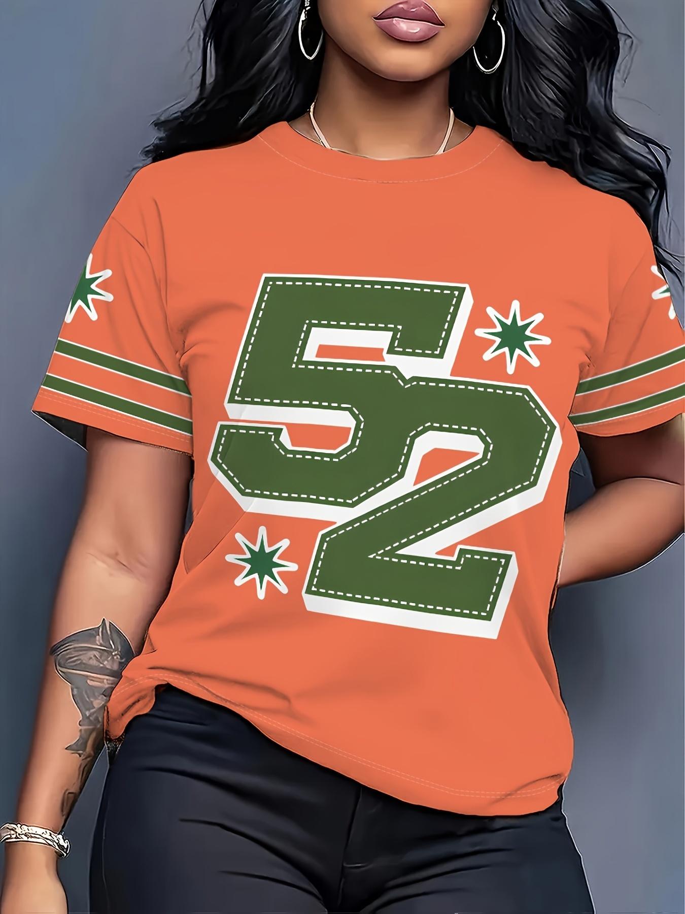 

Orange and Green Contrast Vintage American-style Short-sleeve T-shirt. with Green Numbers ;132.08cm; with White Border Stitching and Printed Numbers. 2XL дубильна кора