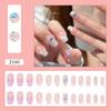 24Pcs Frosted Smoky Black Ripple Fake Nails Full Coverage Removable Press On Nails Finished Nail Stickers