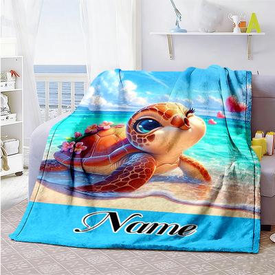 Sea Turtles99 Personalized Text Blanket Gift Personalized Blanket Soft & Cozy Versatile for Bed Seaside Livingroom Living Room All-Season Use