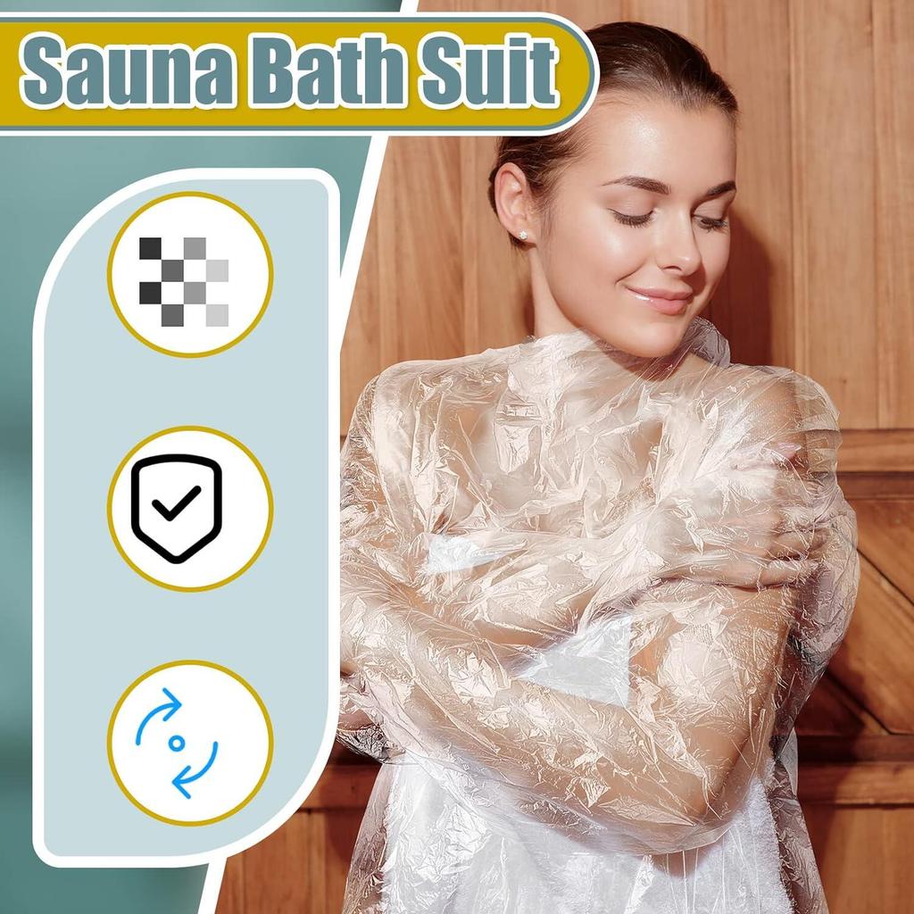 20 Stück Einweg-Körperwickel PE Sauna-Badeanzug Plastik Körper-Ferninfrarot-Sauna-Wickel für Damen Herren Spa-Badewanne Gewichtsverlust Entgiftung, Transparent