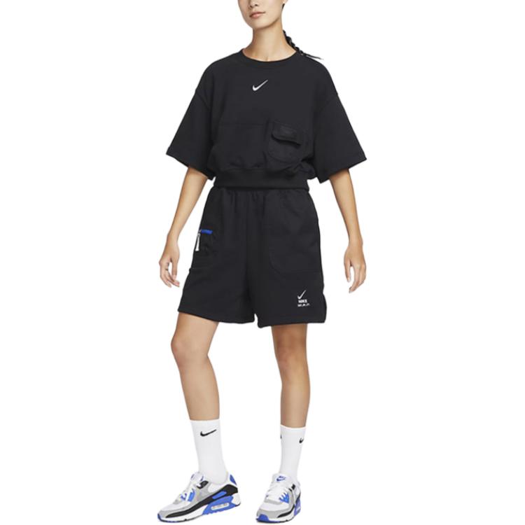 Nike Tricou cu mânecă scurtă cu mânecă scurtă cu logo solid City Utility Femei Topuri Negru DV8039-010