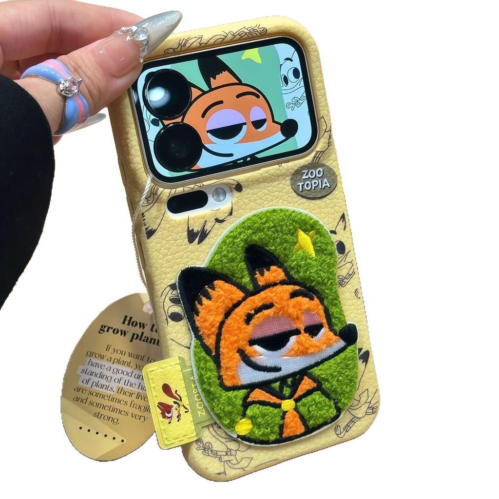 Autumn and Winter Leather Pattern for Apple 17 Judinick Couple Mobile Phone Case Embroidered iPhone16 Cartoon Case