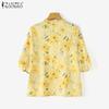 ZANZEA Women Casual V-Neck Summer 3/4 Sleeve Floral Print Blouse