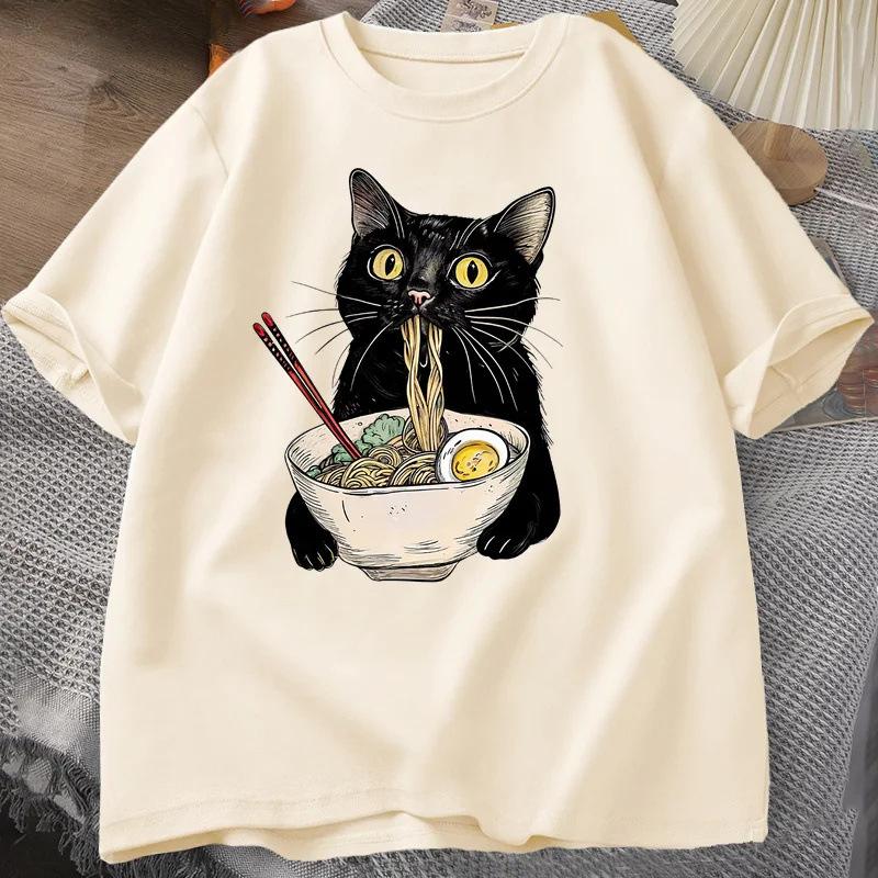 

Футболка с принтом кота-лапши, с коротким рукавом, персонализированная, уличная мода, универсальная, свободная толстовка 5XL абрикосовый
