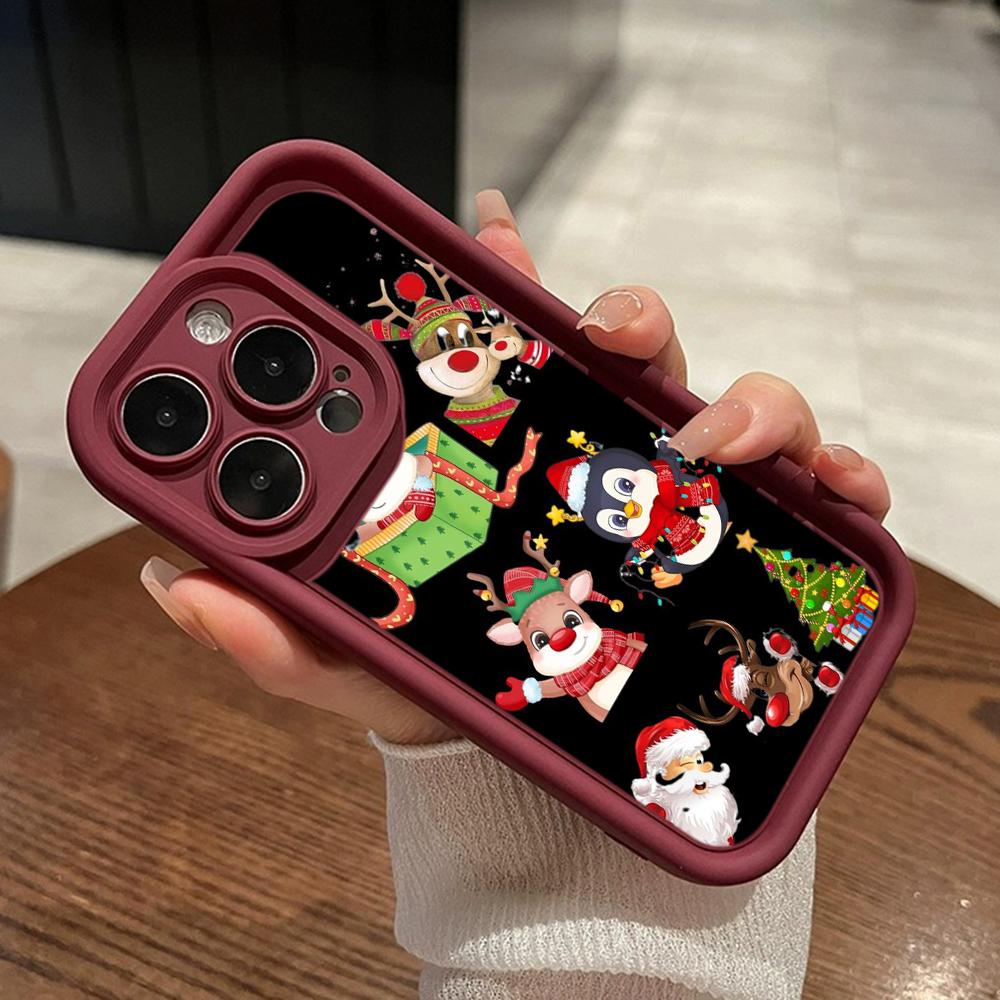 Ae109 Happy New Year Merry Christmas art Phone Cases for iPhone 16 14 13 11 Pro Max 15 7 8 6s Plus 12 mini XR XS Max Angel Eye Ladder Protective Cover