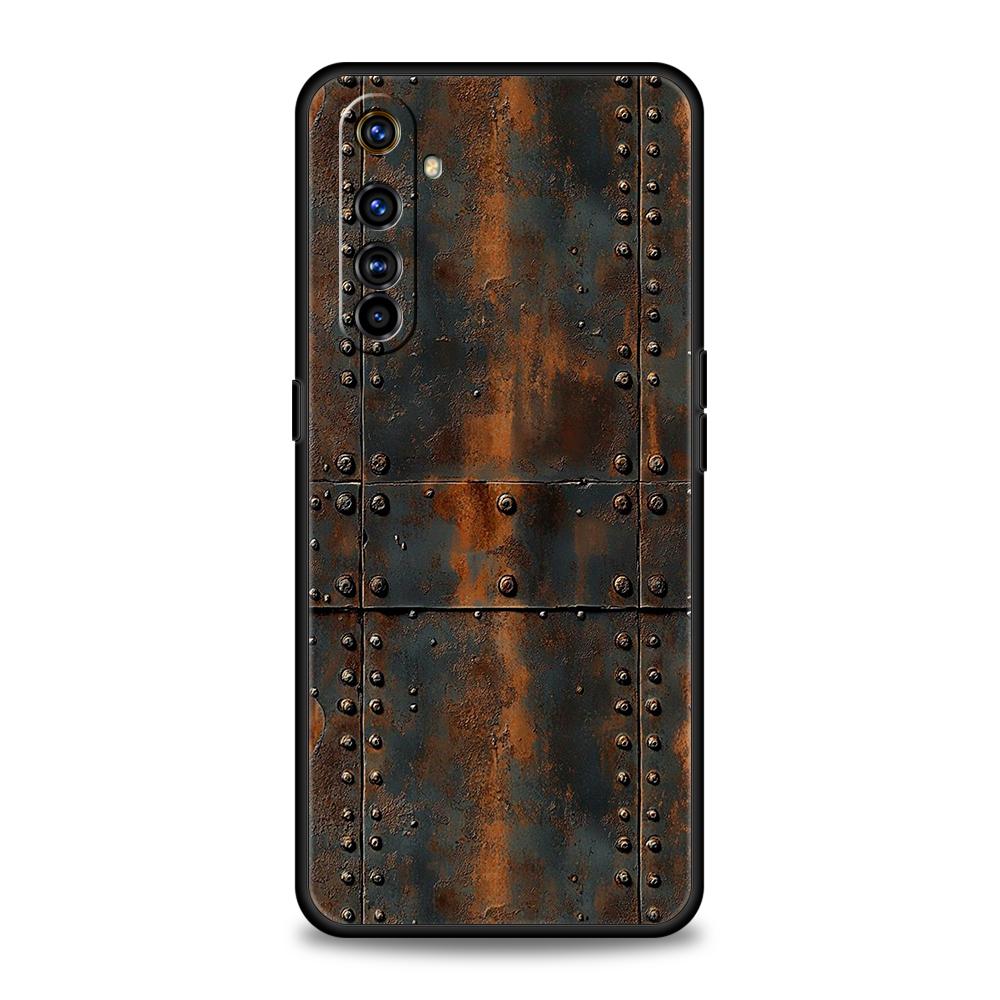 Soft TPU For Realme 11 10 9 Pro Plus GT2 GT3 GT5 C21 C25 C35 C53 C55 C67 Pro Phone Case Vintage Industrial Style Rusty Pattern