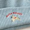 Puppy Embroidery Winter Knitted Hat Winter Warm Crochet Bonnet Hat Cute Beanie Cap