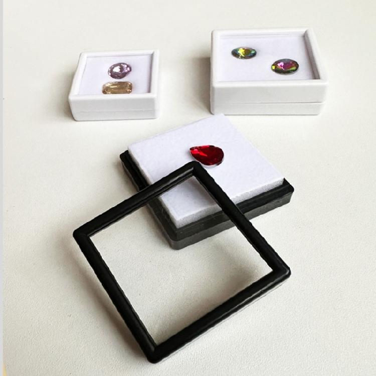 15Pcs Compact 3Cm Square Jewelry Storage Boxes With Clear Covers And PU Padding For Secure Gems Protections