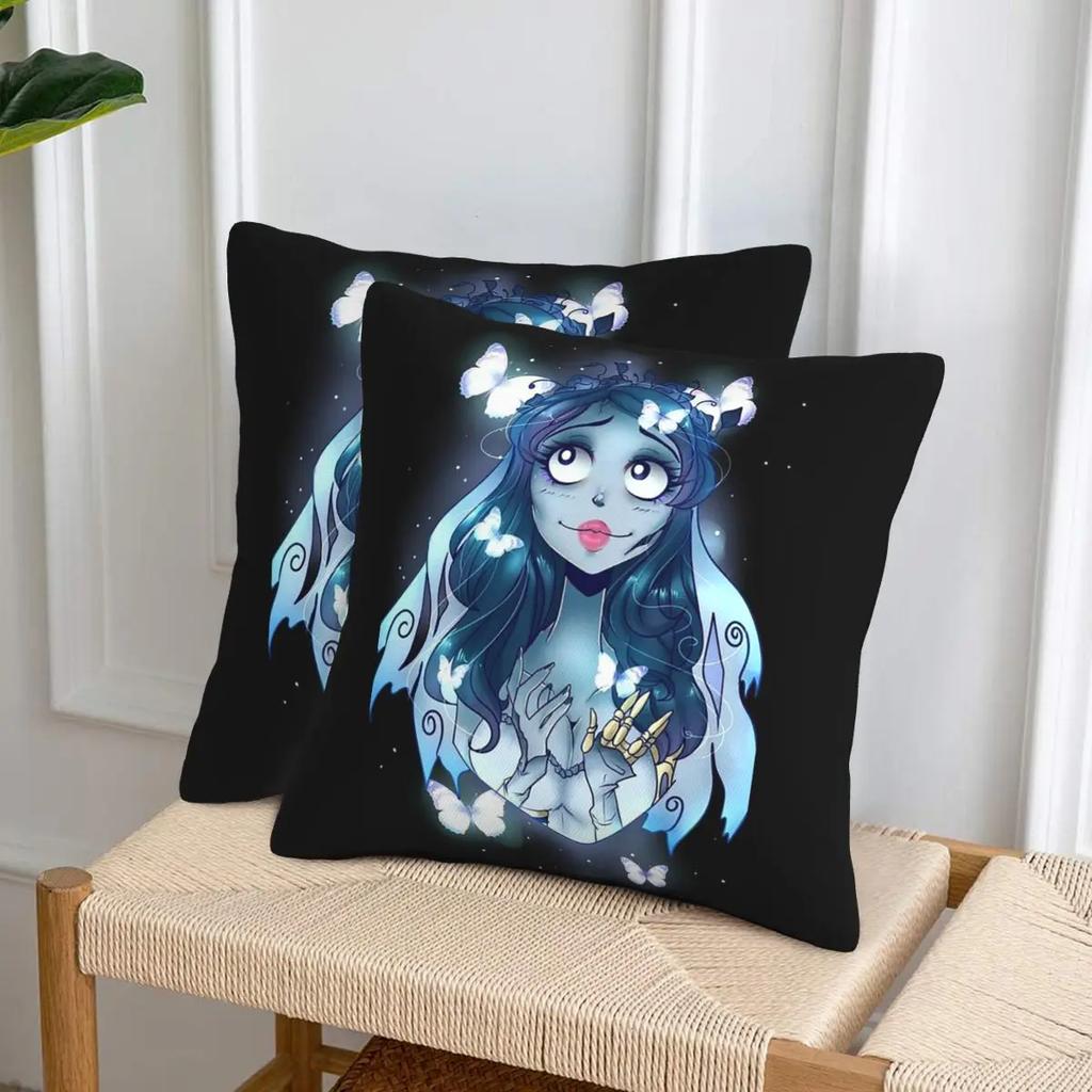 Halloween Film Corpse Bride Ghost Tim Burton 2 Pcs Square Pillowcase Pillow Cover Cushion Throw Pillow For Home Living Room
