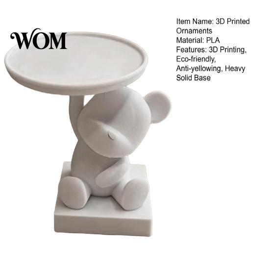 Solid Base Ornament 3D Printed Polar Bear Storage Tray, Cute Animal Ring Holder & Jewelry Dish, Home Desk Display Tray Minimalist Organizer