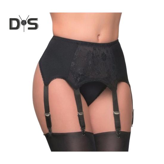 Women Garter with 6 Claws Hollow Out See-throug Lace Floral Embroidery High Waist Elastic Stockings Fixer Club Party Honeymoon Garter