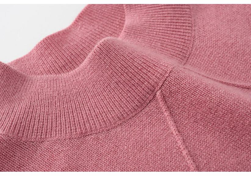 Ordos City Red Pure Wool Sweater for Women - Loose Slimming Autumn/Winter Half-High Collar