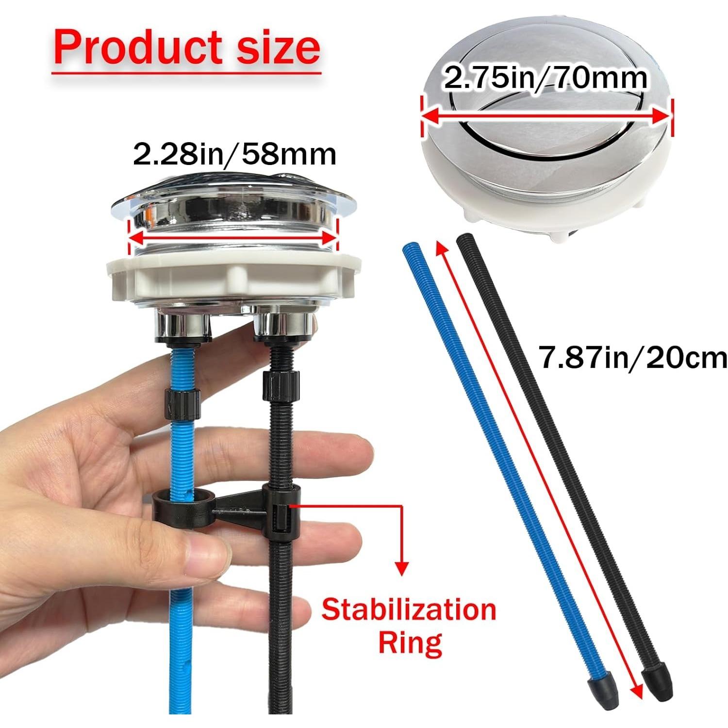 

48mm Toilet Push Button,Toilet Tank Button Dual Push Flushing Button,Adjustable Toilet Water Tank Button for Glacier Bay Aquasource TOTO 58mm