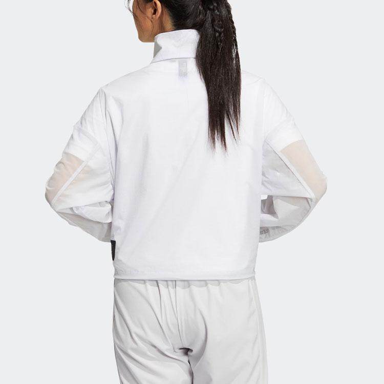 Adidas Solid Color Stand Collar Jacket Women Jackets White HT6914