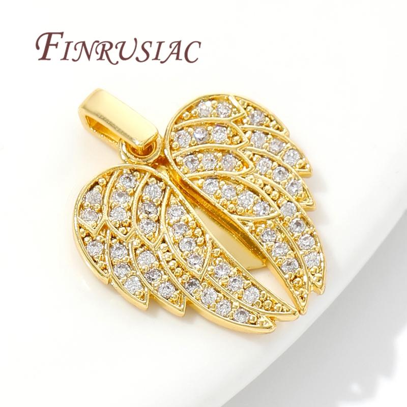18K Real Gold Plated Charms For Jewelry Necklace Accessories Brass With Zircon Heart Pendants DIY Jewelry Making Supplies