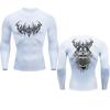 Crânio masculino impresso camisa de compressão, correndo t-shirt, ginásio esportes, secagem rápida, secagem rápida, na moda