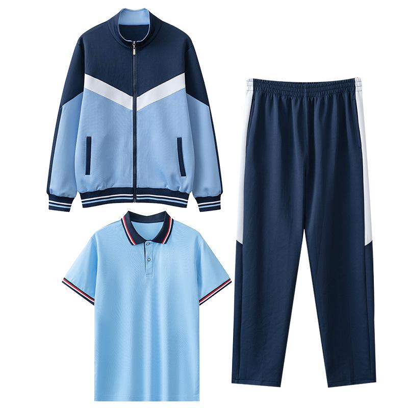 Primary School Spring/Autumn Sportswear: 3-Piece POLO Set with Summer Short Sleeve Garden/Class Uniforms