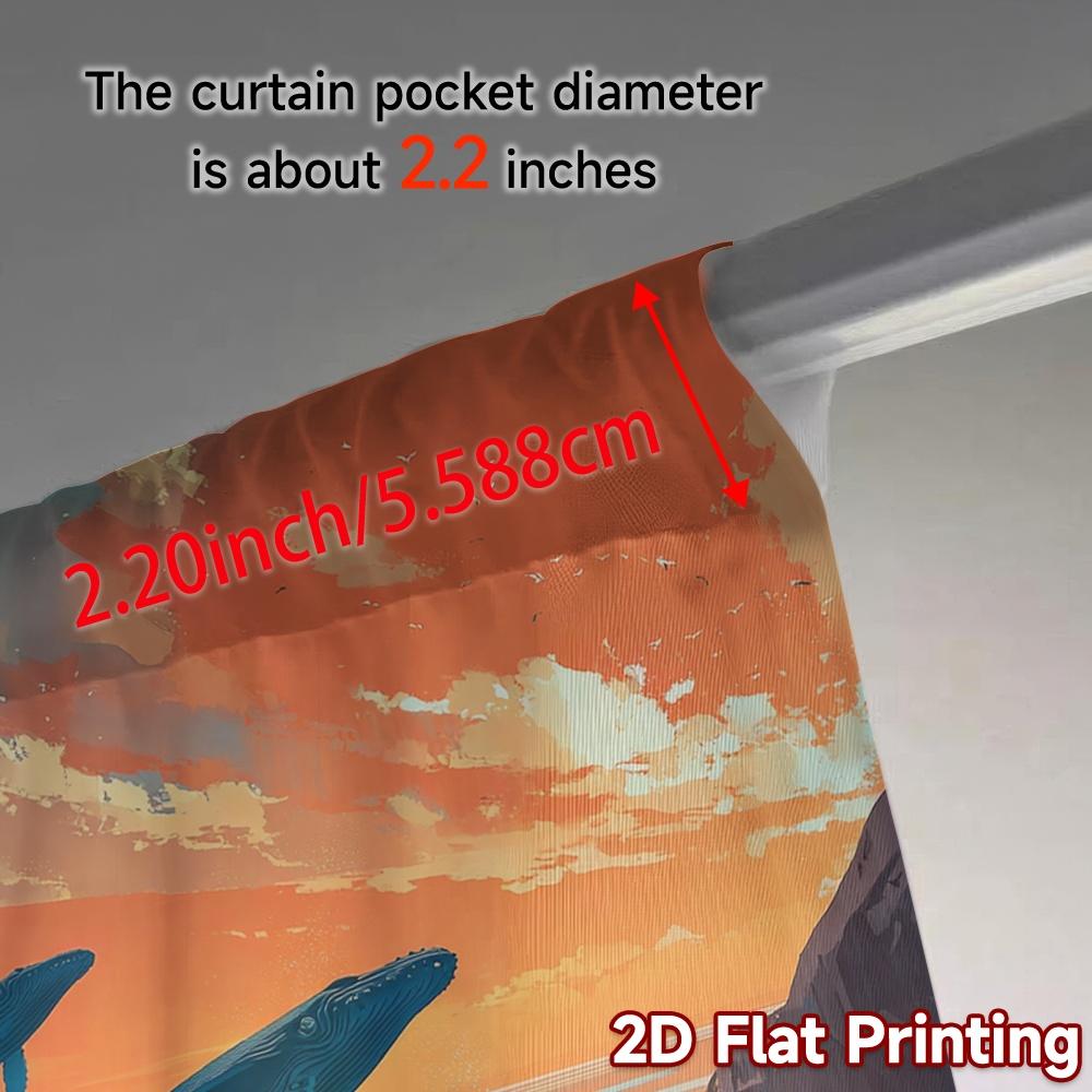 Set Of 2 Minimalist Flat Printing Curtains Without Rod Ocean Odyssey Popular Semi Decorations Home Curtain Sheer Polyester
