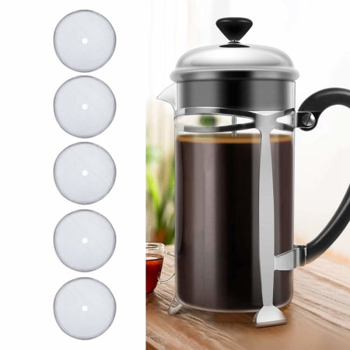 5 Pieces Stainless Steel Coffee Filter Replacement Screens for 600ml French Press Coffee Pot Mesh Filter Accessories