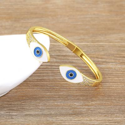 Nidin High Quality Lucky Evil Eye Bangles Bracelets for Women Girl Mutiltype Classic Colorful Enamel Boho Adjustable Jewelry