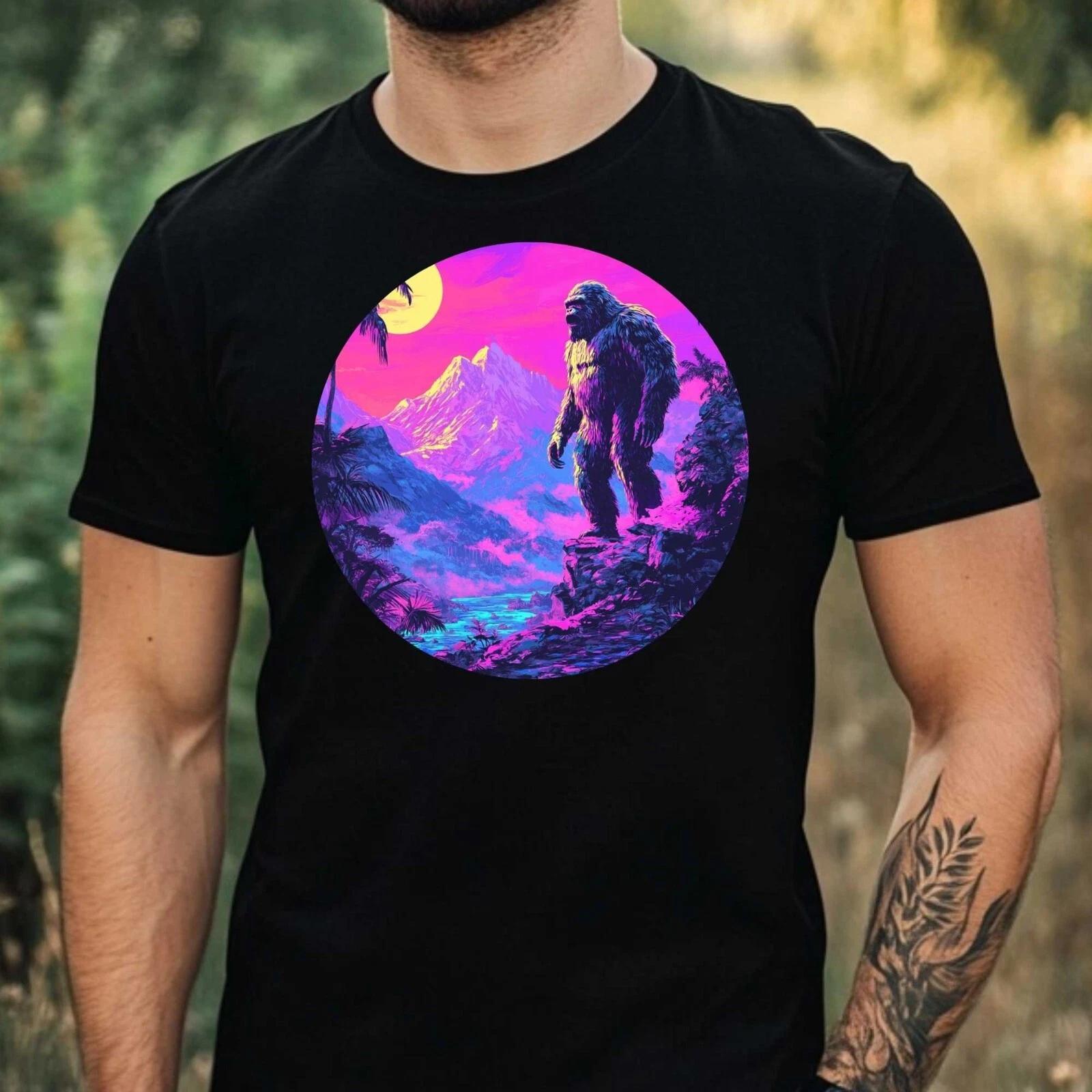 T-Shirt Herren Bigfoot Vaporwave Motiv Baumwolle Größe XS bis 5XL XXXXL