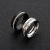 8mm Wide Single Row Full Diamond Zircon Ring Electroplated Black Stainless Steel Pair Ring
